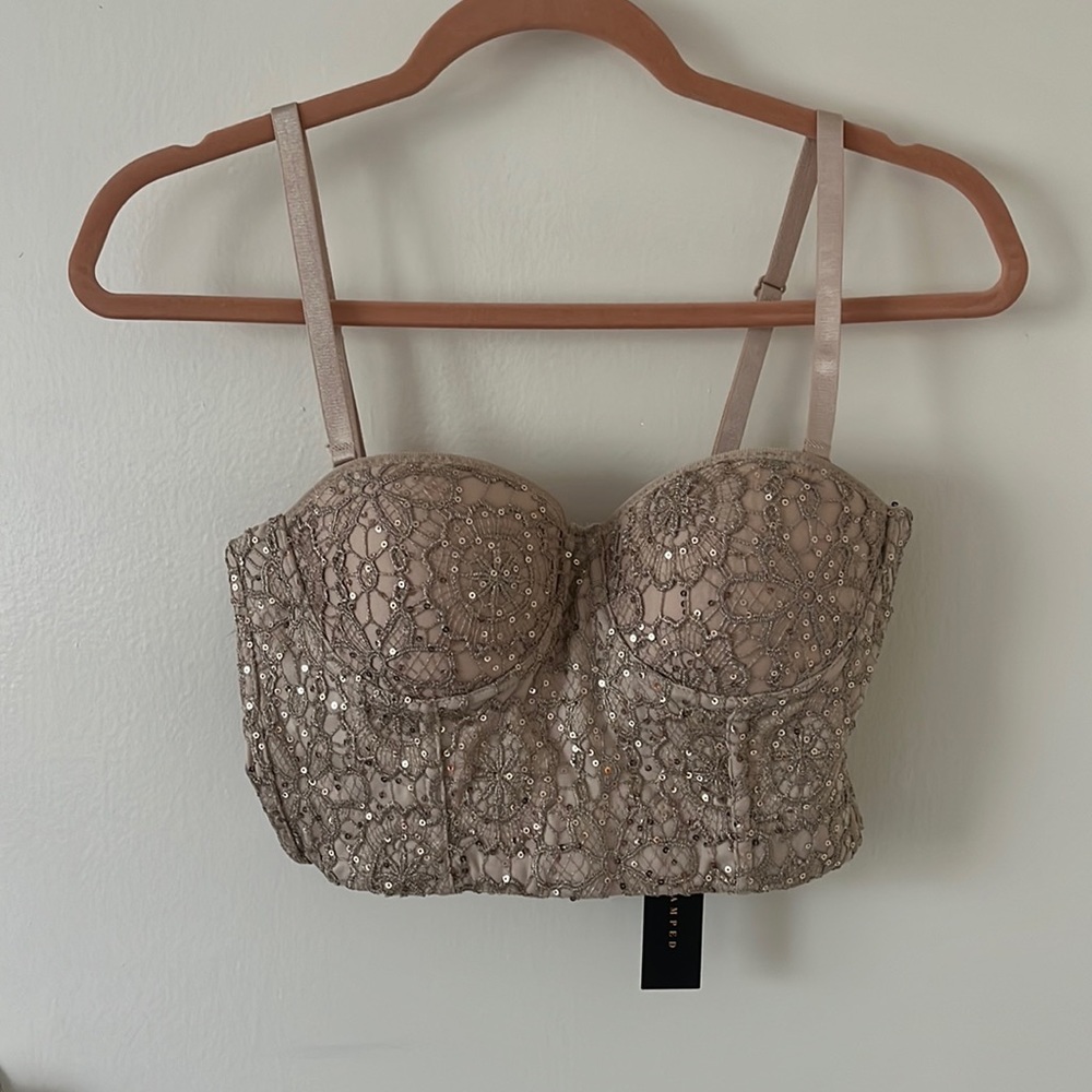 Champagne Sequin Corset Top